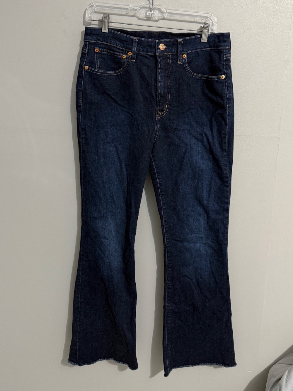 Gap Jeans Womens 12 Long 70s Flare Leg High Rise Dark Wash Modern Retro - Picture 1 of 9
